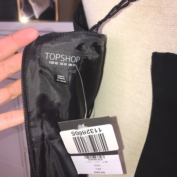 TopShop Chain Loop Lace Mini Prom Dress Black 10 - Picture 4 of 8